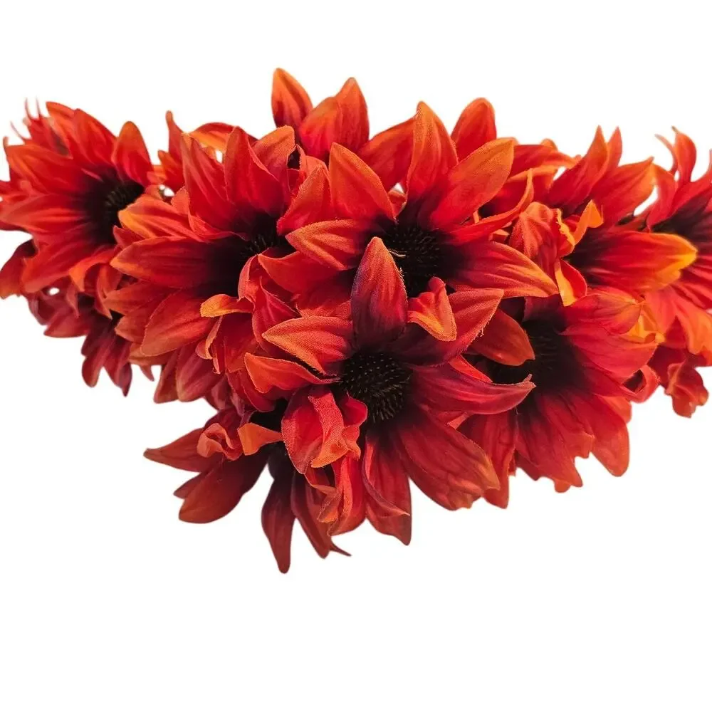 Red Orange Artificial Silk Daisy Flower Lot of 40 Stems Fall Floral Craft Decor